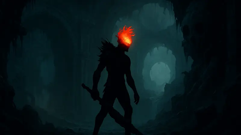 Grime 2 скриншот геймплея или арт с главным героем, выполненный в темных тонах с необычным дизайном.