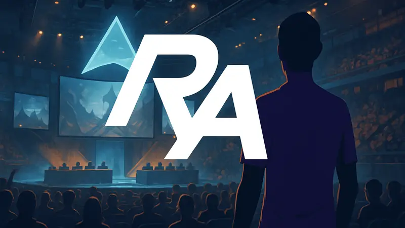 Логотип киберспортивной команды Rare Atom на фоне турнира Yuqilin Pinnacle of Battle S3.