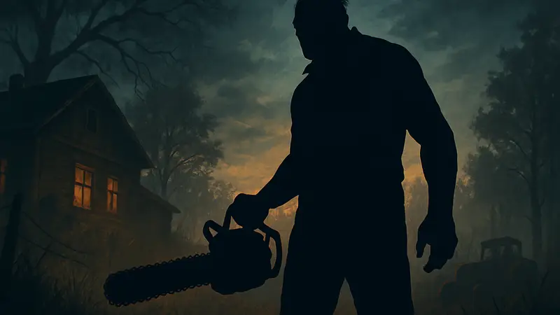 Изображение маньяка Деревенщина (Hillbilly) из игры Dead by Daylight с бензопилой