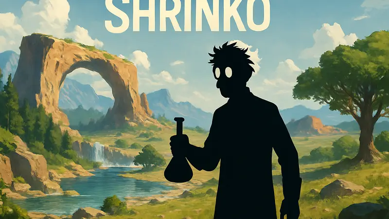 Игровая обложка Shrinko: странный доктор и открытый мир игры, меняющий представления.