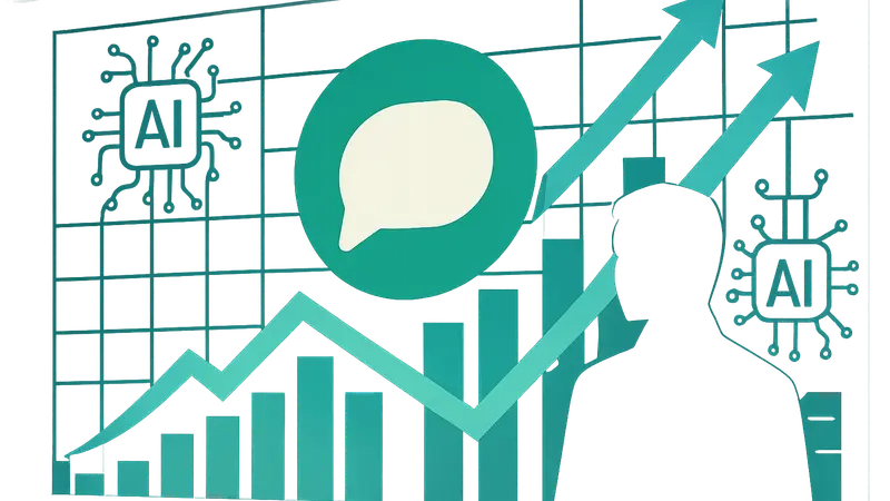 Логотип Respond.io на фоне графиков роста и символов искусственного интеллекта.