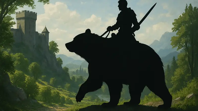 Игрок Crimson Desert на медведе, фэнтези, приручение, боевые питомцы