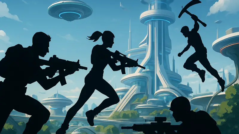 Игроки Fortnite OG Сезона 9 сражаются на футуристической карте.