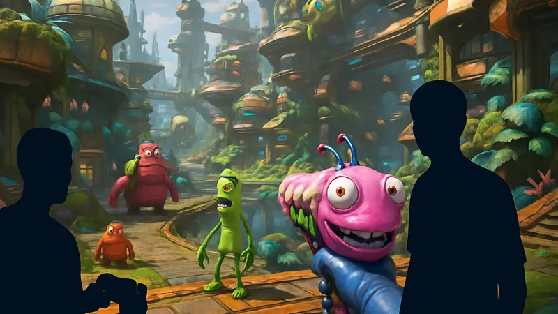 Скриншот из игры High on Life 2 с характерными персонажами, демонстрирующий геймплей на Xbox.