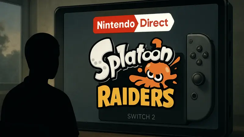 Логотип Nintendo Direct и Splatoon Raiders на фоне Switch 2