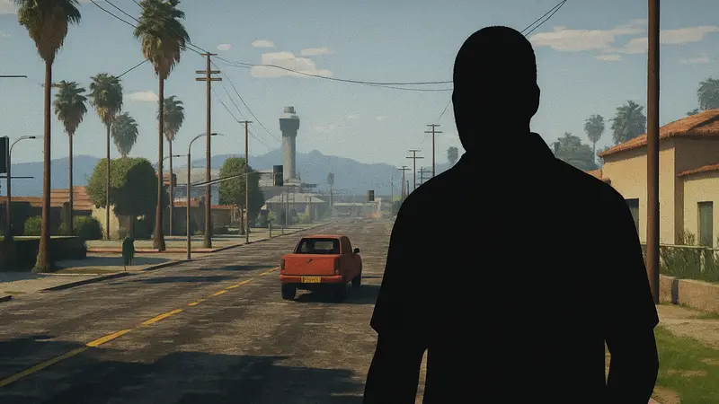 Скриншот из Grand Theft Auto V с сильно ухудшенной графикой после сжатия файла до 2.5 ГБ.
