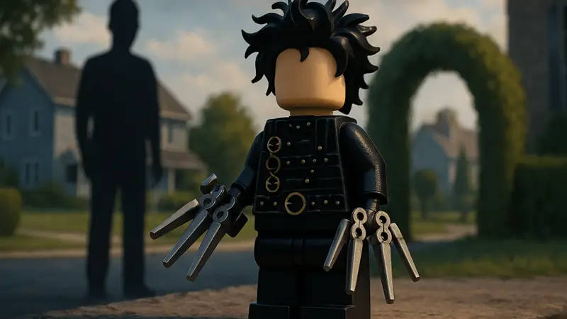 Самодельная LEGO минифигурка Эдварда Руки-ножницы, вдохновленная фильмом Тима Бёртона.