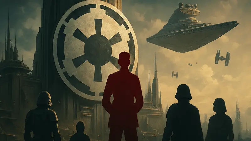 Логотип или концепт-арт Star Wars Zero Company, с намёком на период ранней Галактической Империи.