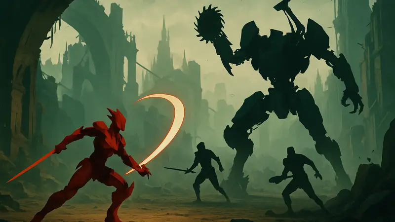 Скриншот или обложка динамичного слэшера Morbid Metal, демонстрирующая геймплей.