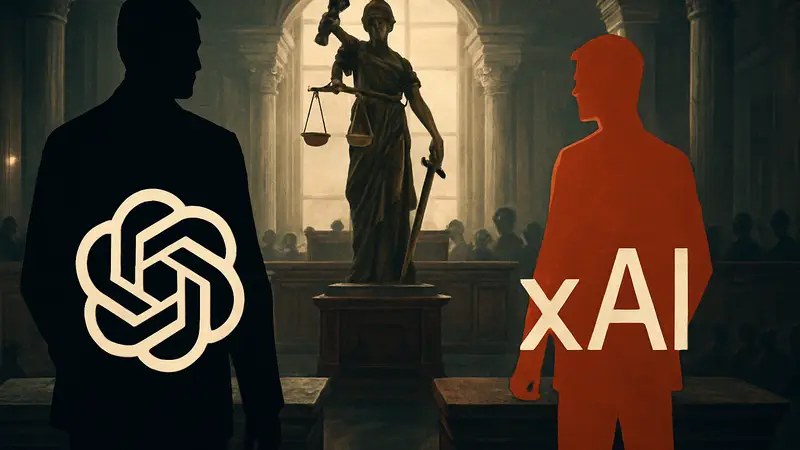 Логотипы OpenAI и xAI, символизирующие с