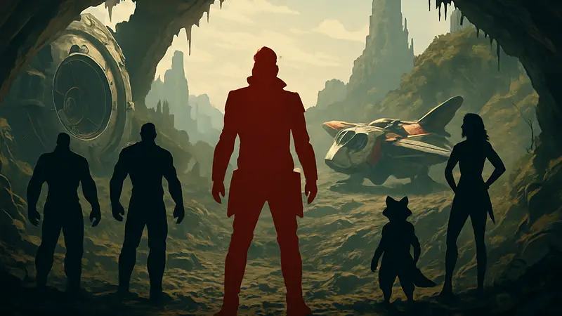 Скриншот из игры Guardians of the Galaxy со Звездным Лордом и его командой