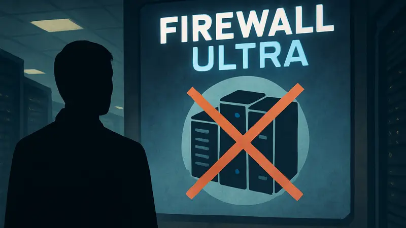 Логотип Firewall Ultra с датой "Сентябрь" и перечеркнутыми серверами, символизирующий закрытие игры.