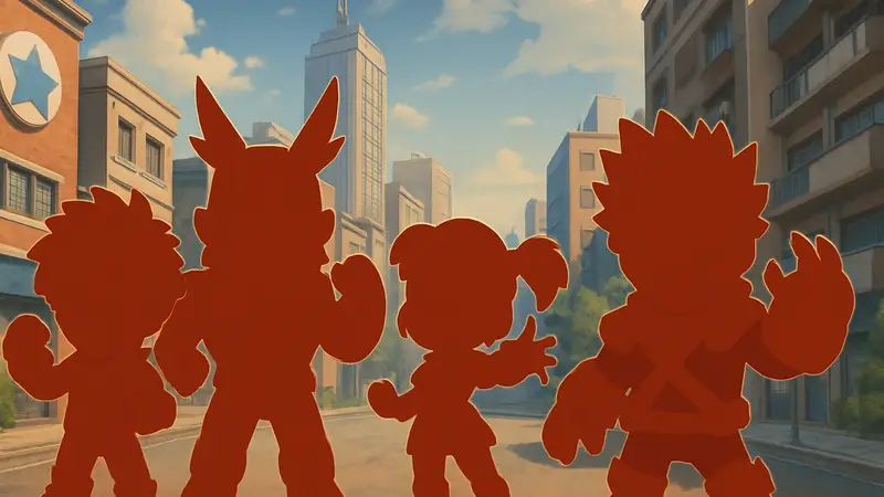 Персонажи Brawl Stars в скинах из My Hero Academia, демонстрирующие аниме-стиль кроссовера.