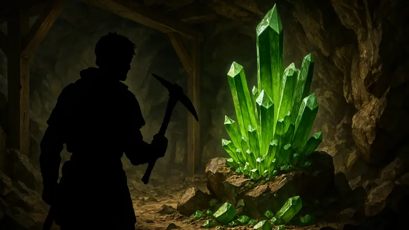 Кристаллы эпидота в шахте Crimson Desert, ресурс для улучшения экипировки.