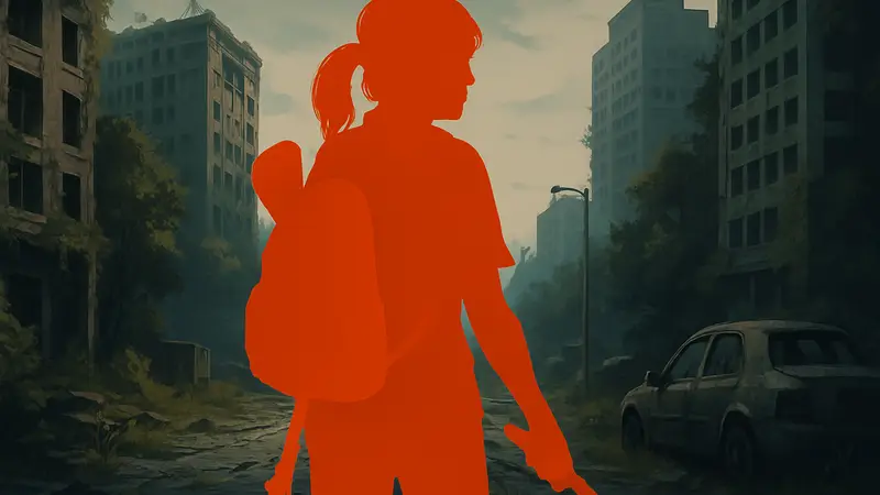 Косплеер torieaesth в образе Элли Уильямс из The Last of Us Part II, на фоне постапокалипсиса