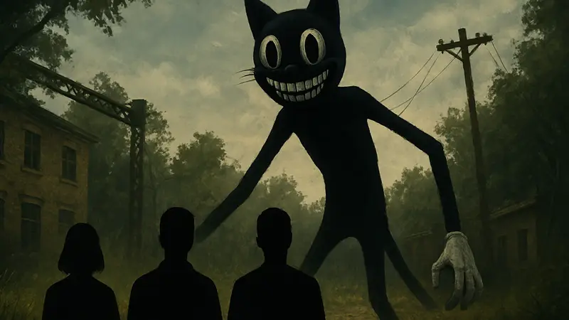 Жуткое изображение Мультяшного кота, персонажа крипипасты, для фильма Sony Pictures.