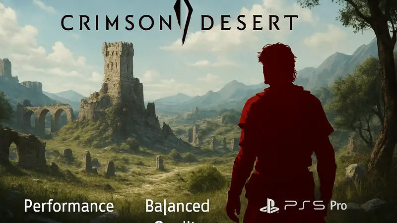 Логотип Crimson Desert с указанием режимов графики для PS5 и PS5 Pro