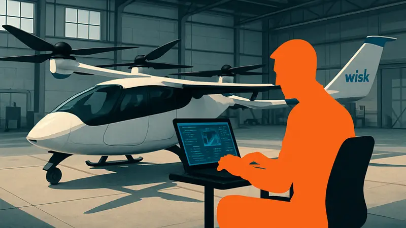 Сотрудник Wisk Aero тестирует программное обеспечение летательного аппарата eVTOL.