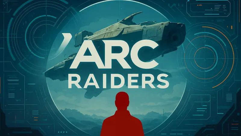 Логотип игры ARC Raiders с космическим кораблем и футуристическим интерфейсом, символизирующий изменения геймплея.