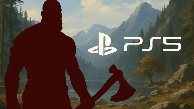 Изображение Кратоса из God of War, намекающее на скорый релиз God of War Laufey на PlayStation 5, с логотипом PS5