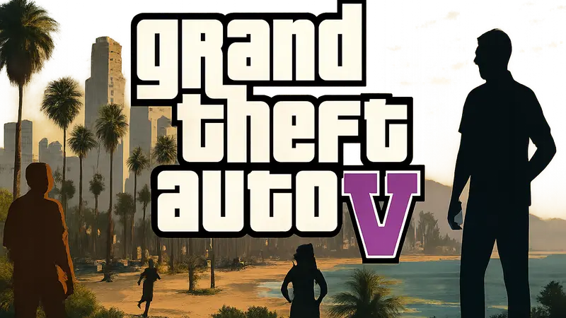 Логотип Grand Theft Auto VI на фоне изображения игрового мира