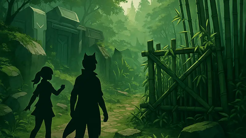 Карта локации Stragglers Grove в игре Arknights Endfield с заблокированным бамбуком путем для прохождения квеста.