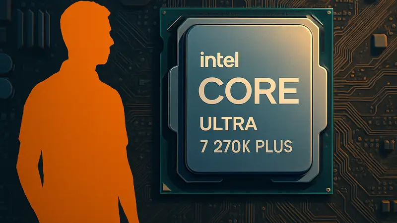 Процессор Intel Core Ultra 7 270K Plus, вид сверху или на материнской плате