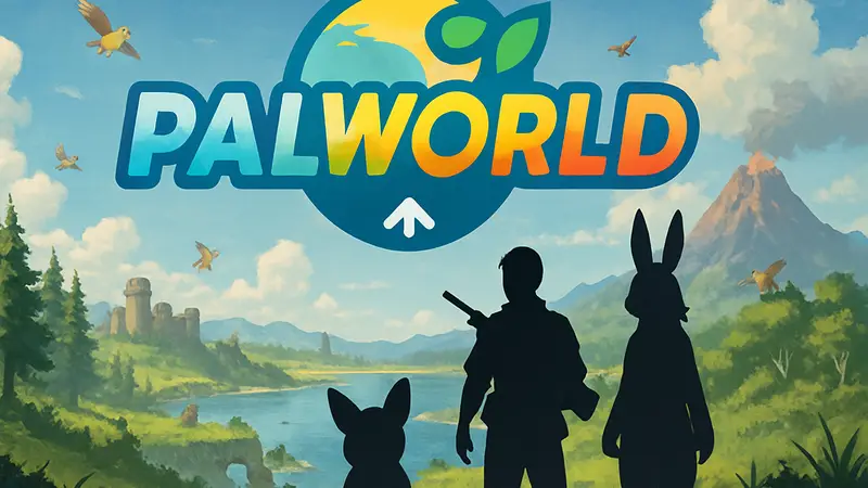 Логотип Palworld на фоне игрового мира, анонс обновления