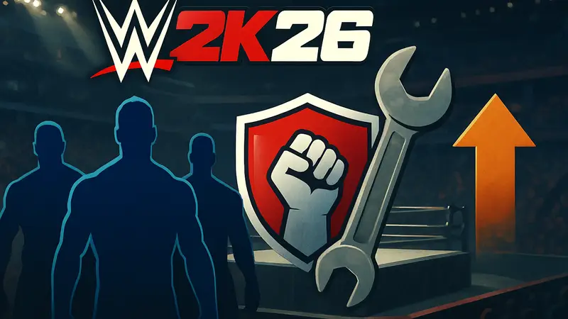 Логотип WWE 2K26 и элементы режима MyFaction, символизирующие грядущие изменения.