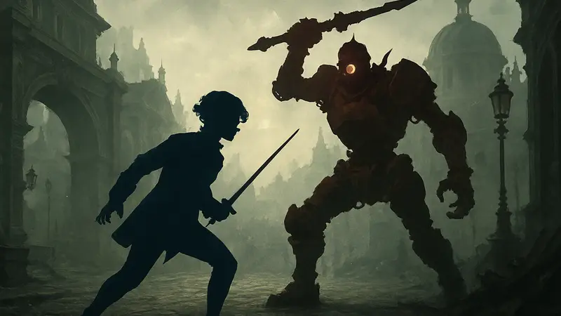 Скриншот из игры Lies of P, где Пиноккио сражается с механическим противником, на фоне даты релиза для Switch 2