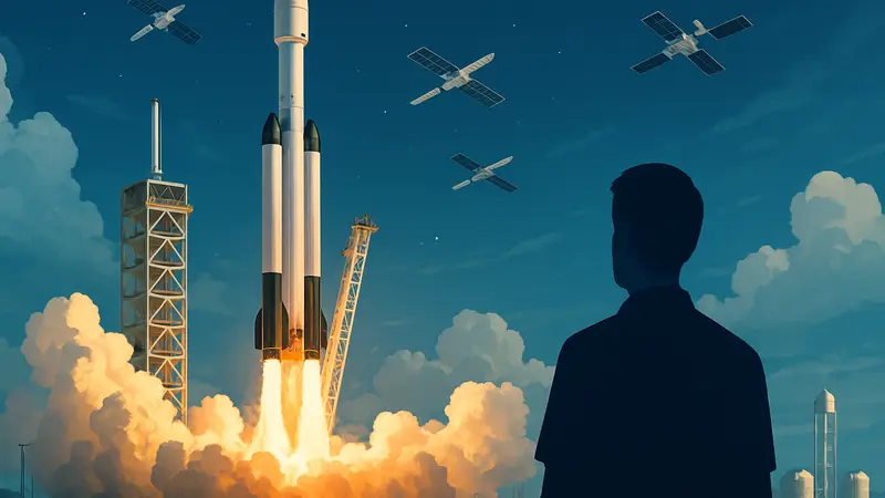Ракета SpaceX стартует с площадки, запуск спутников Starlink V3, космические технологии