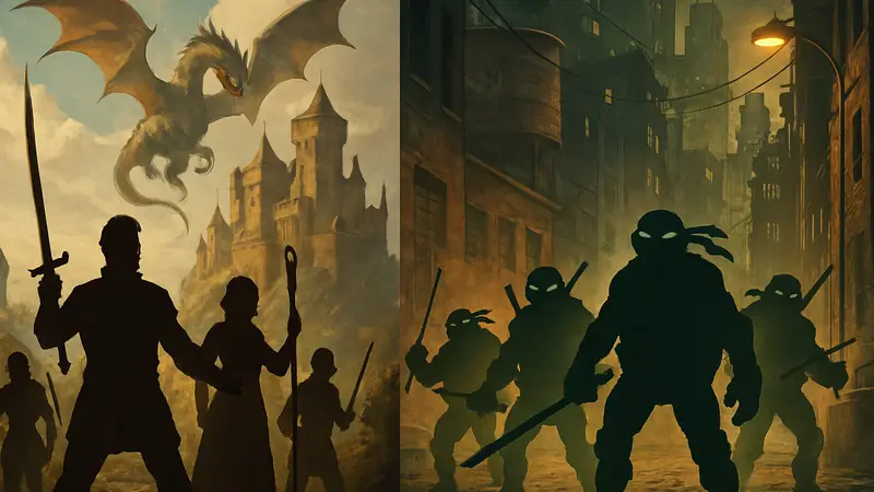 Постеры фильмов Dungeons & Dragons: Честь среди воров и Черепашки-ниндзя: Погром мутантов.