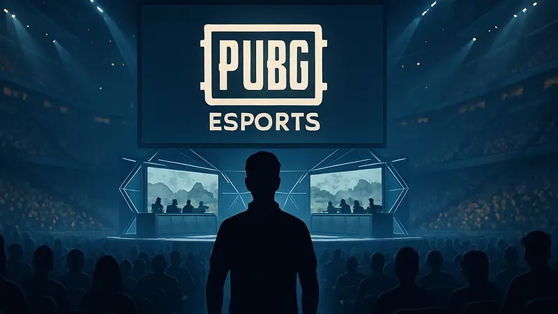 Логотип PUBG Esports на фоне киберспортивных соревнований по PUBG