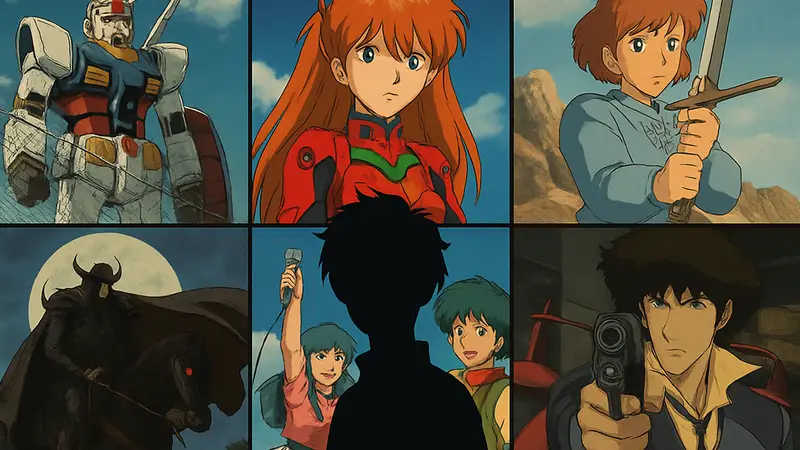 Коллаж из кадров различных старых аниме, которые были популярны в прошлом, но сейчас забыты