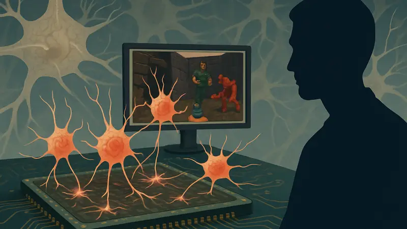 Изображение клеток мозга, играющих в Doom 1993 года на микрочипе: научный эксперимент