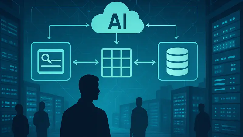 Схема гибридного поиска данных RAG в корпоративной инфраструктуре, ИИ, масштабирование.