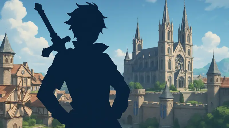 Изображение Лохена из Ордо Фавониус, нового персонажа Genshin Impact, в стиле аниме.