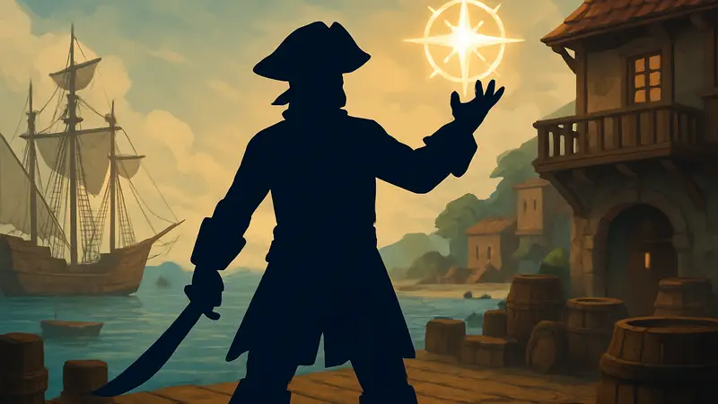 Изображение пирата из игры Windrose, демонстрирующего свои таланты и способности