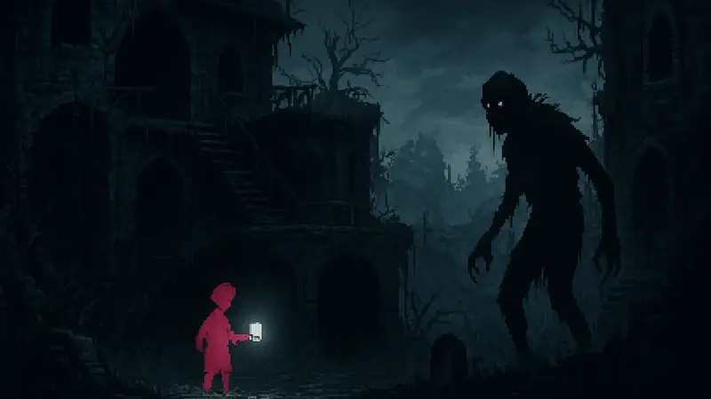 Скриншот из игры Inmost, демонстрирующий мрачную атмосферу и пиксельную графику