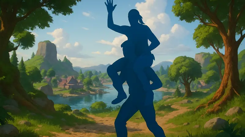 Игроки Fortnite используют новую механику «Поездка на плечах» для перемещения по карте.