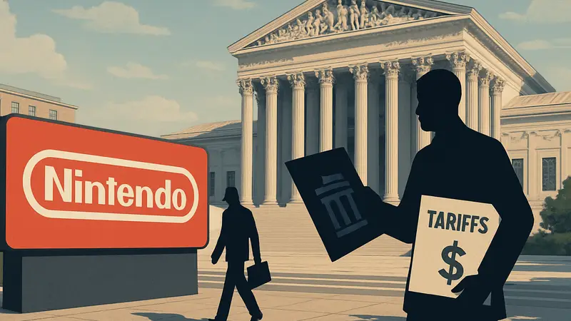Логотип Nintendo, здание суда США, судебный иск против правительства, пошлины и тарифы, бизнес