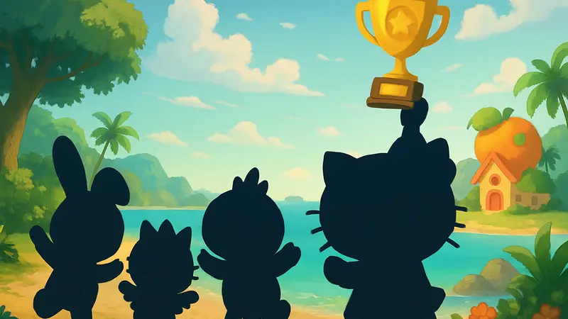 Персонажи Hello Kitty Island Adventure празднуют получение награды, новый контент