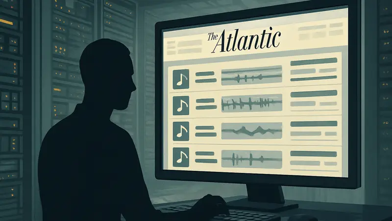 Изображение базы данных The Atlantic, показывающей музыкальные треки, использованные для обучения искусственного интеллекта.
