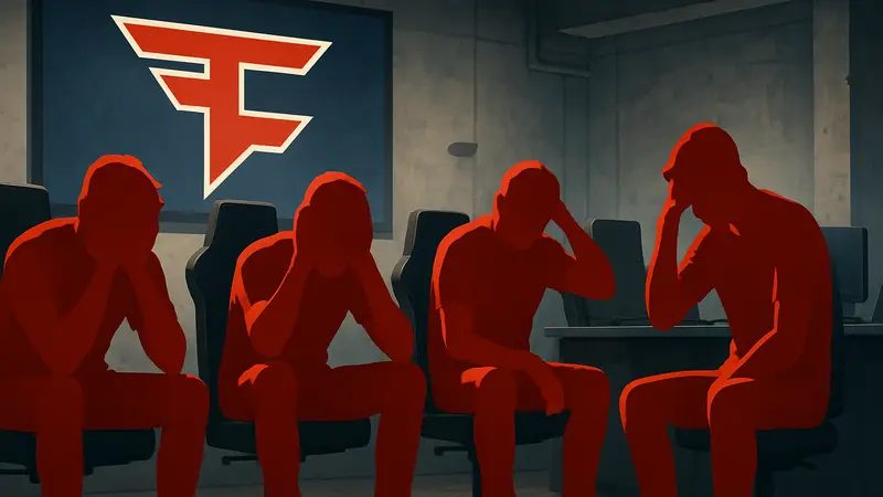 Киберспортивная команда FaZe Clan после поражения, упустившая шанс попасть на IEM Cologne Major.