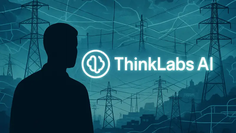 Логотип ThinkLabs AI на фоне стилизованной карты электрических сетей
