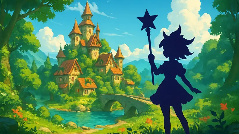 Яркая фэнтезийная графика из игры Witchspire, напоминающая стиль Ghibli и League of Legends Star Guardian.