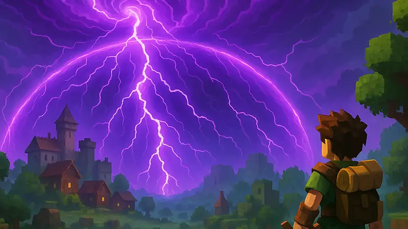 Фиолетовый шторм Fortnite в игре Hytale