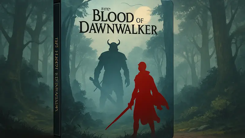 Обложка игры The Blood of Dawnwalker с изображением стильного стилбука.