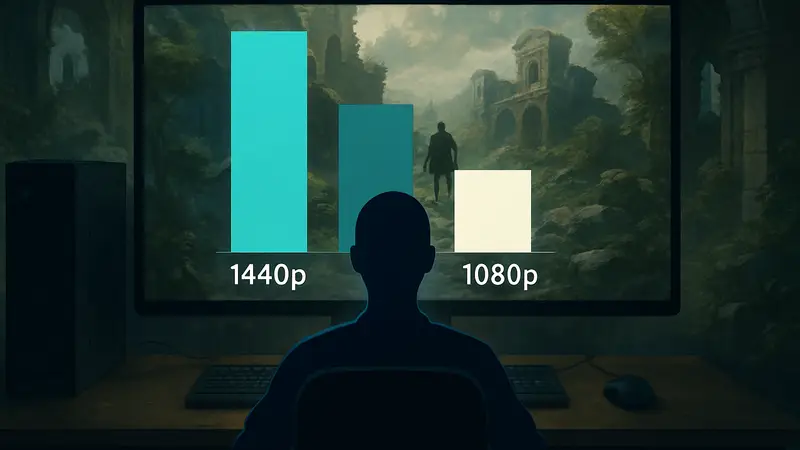 Статистика игровых разрешений 1440p, 4K и 1080p среди ПК-геймеров.