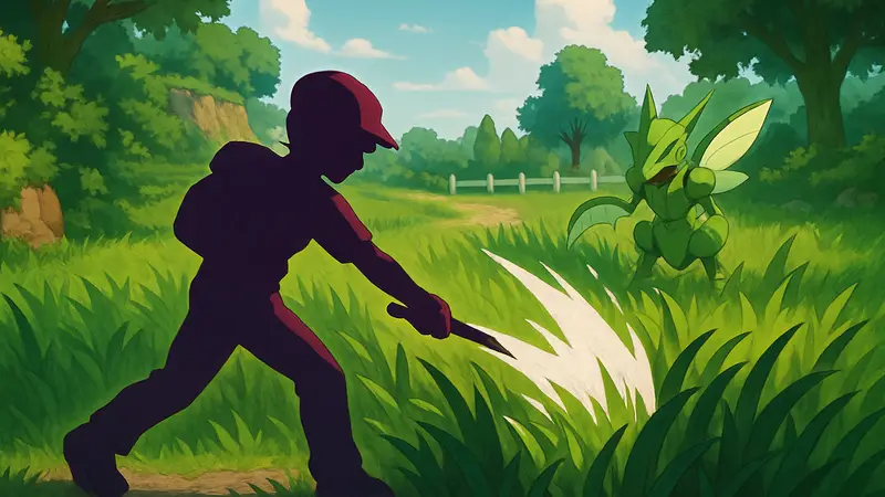 Игровой персонаж использует способность Срез в траве в Pokemon FireRed и LeafGreen, экономя Отпугиватели.